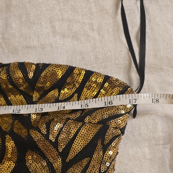 Ark & Co Gold and Black One Shoulder Sequin Dress - mordernwear.com
